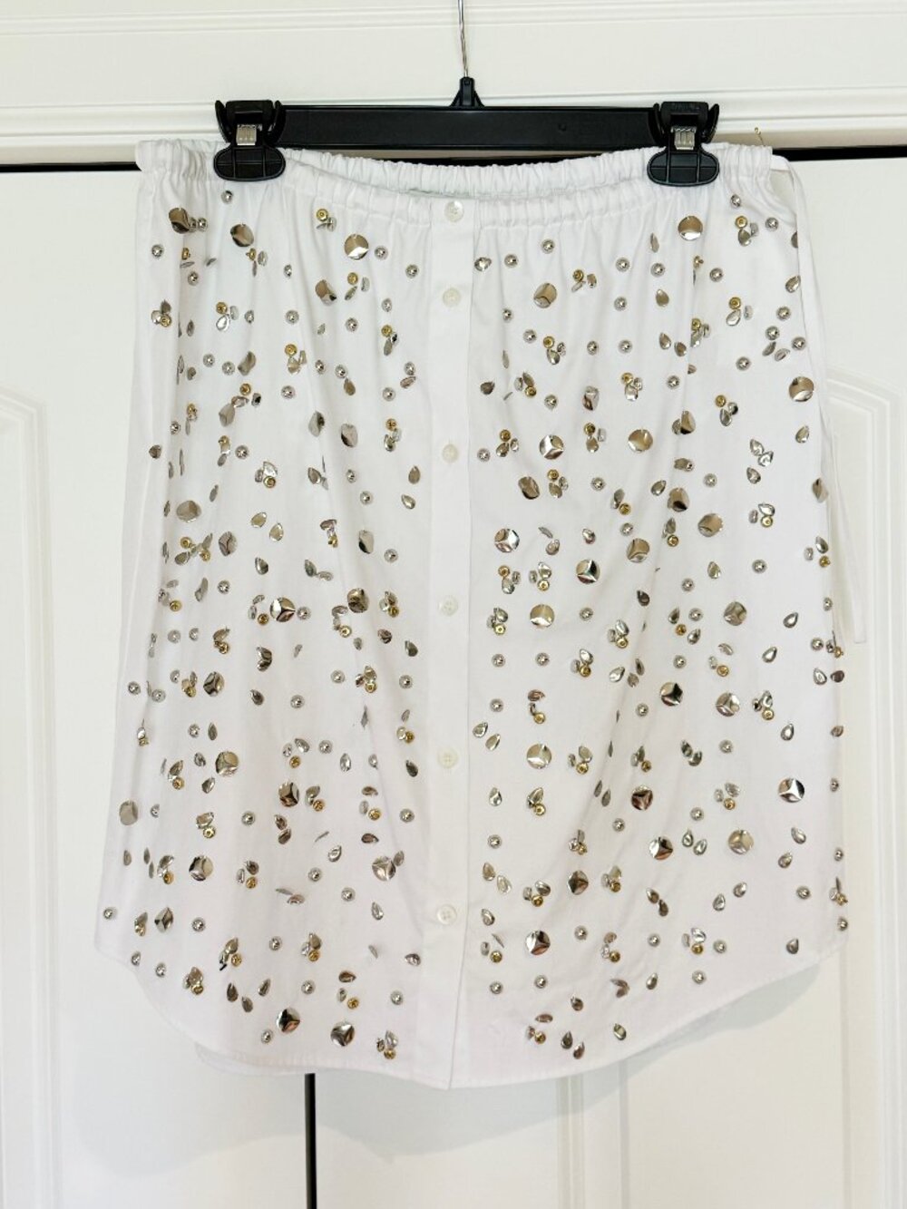Dries Van Noten white mini skirt with metallic beads NWT Size 38